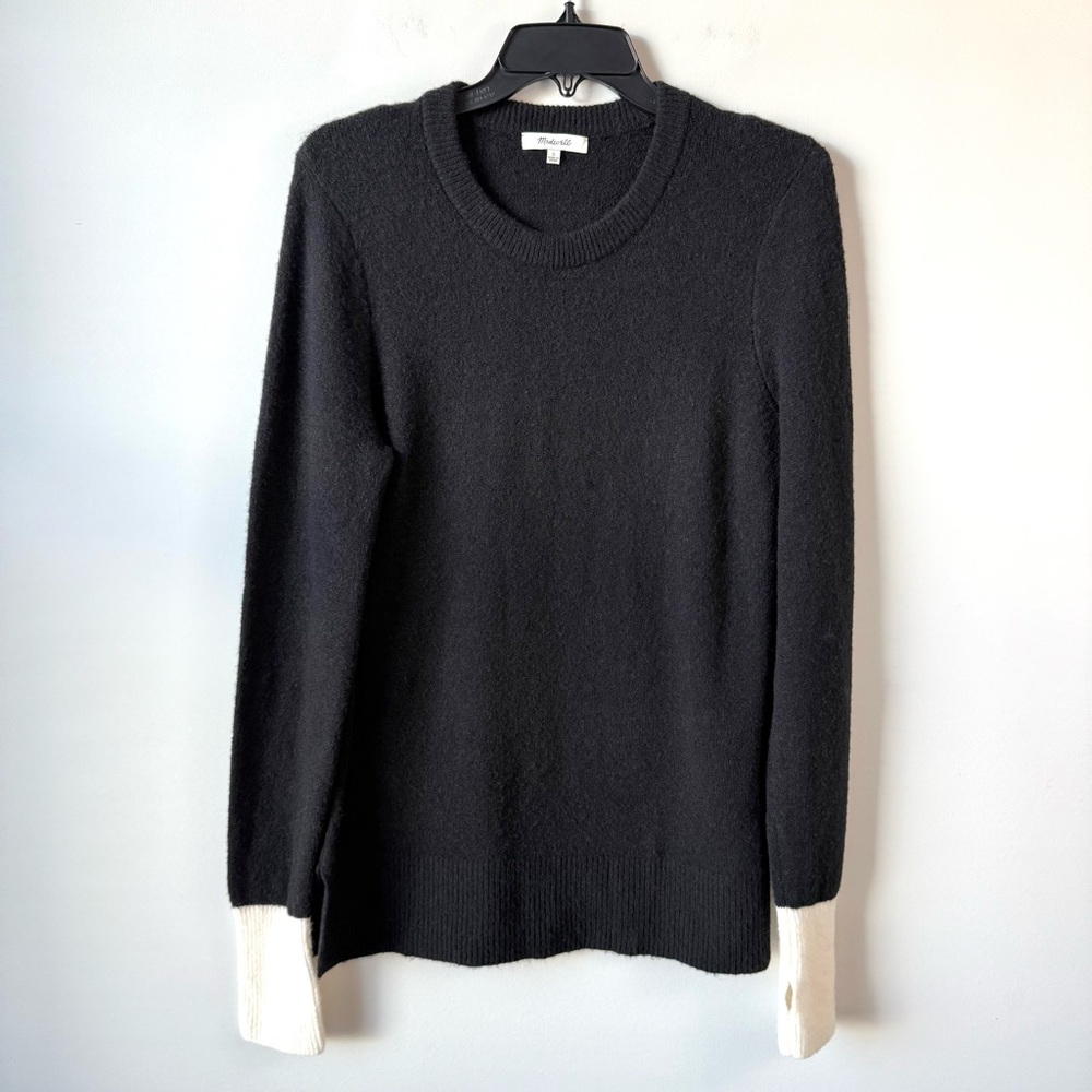 Madewell Fremont Merino Wool Alpaca Blend Sweater Black Colorblock L - Picture 3 of 9